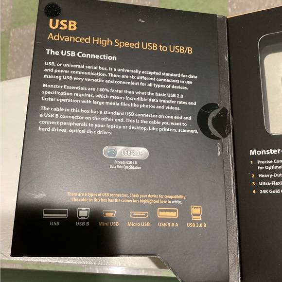 Monster USB Advanced High Speed USB/USB/B 12ft - Picture 3 of 5